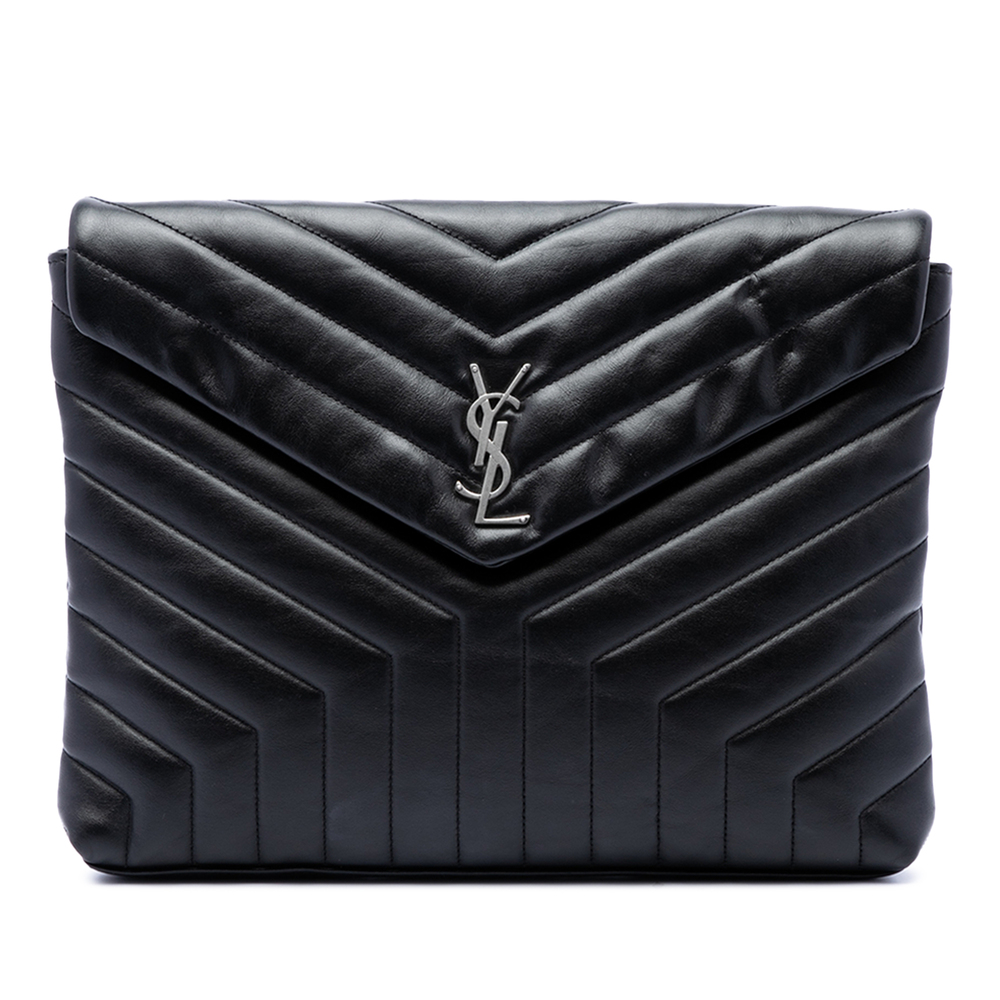 Pre-Loved Saint Laurent Matelasse Calfskin Monogram LouLou Document Clutch